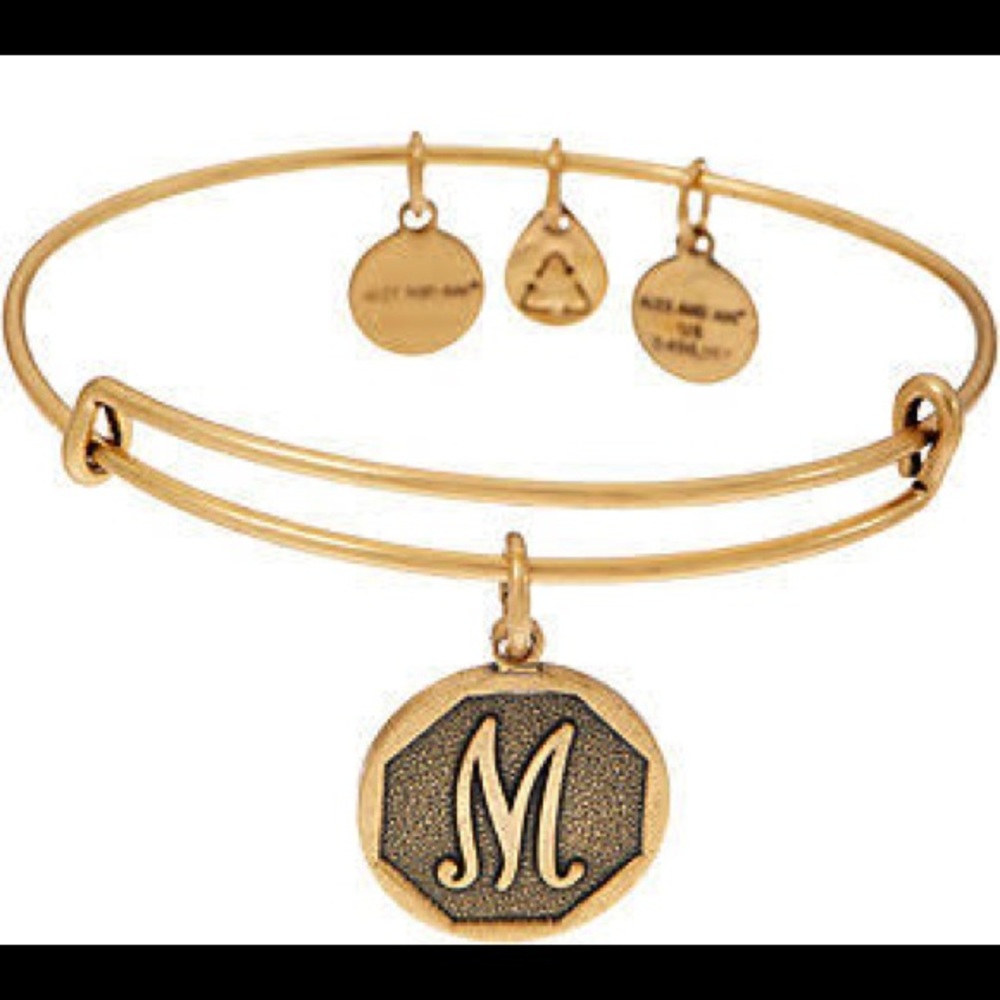 Alex and Ani M Initial Bracelet in Gold